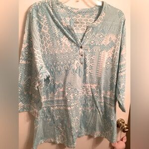 D&Co Denim & Co Plus Size 2X  Blue Cotton  Shirt Top. Excellent.